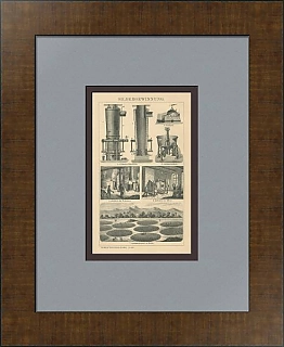 Антикварная гравюра "Добыча серебра"