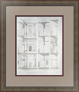 Антикварная гравюра "Палаццо Фарнезе. Вестибюль"