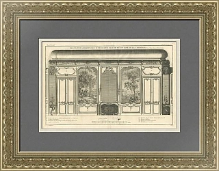 "Декор каминного зала" - редкая антикварная гравюра