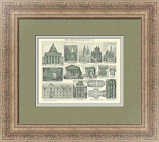 Антикварная гравюра "Французское искусство"