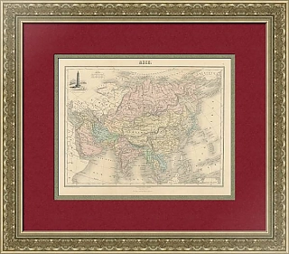 Азия - антикварная карта - редкий экземпляр