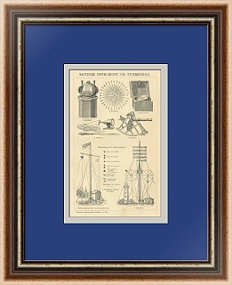 "Навигационные приборы" - антикварная гравюра - вип подарок