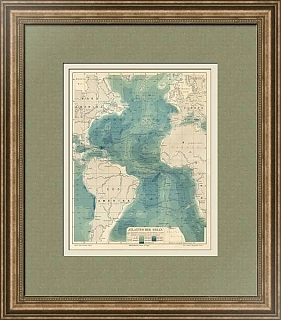 "Атлантический океан" - оригинальная антикварная карта