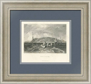 "Вид на Маунт-Эджкомб" - антикварная гравюра