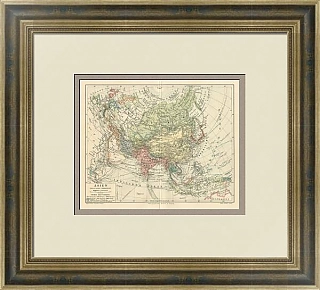 Антикварная хромолитография  - Карта Азии