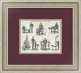 "Лечебная гимнастика" - старинная гравюра - оригинал