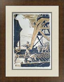 Оригинальный рисунок эпохи 50-х "Строители" - эксклюзивный подарок