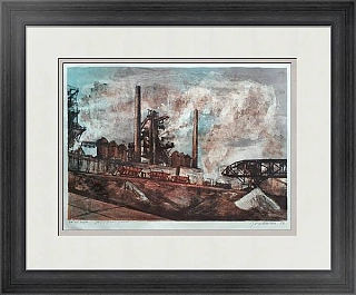 Оригинальный эстамп "Завод им. Климента Готвальда", Чехия. Сюжет 1