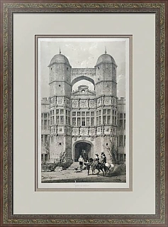 Редкая антикварная литография "Brereton Hall, графство Чешир"