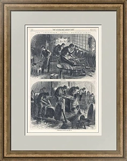 "Производство из стали в Шеффилде" - антикварная гравюра