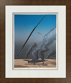 Оригинальная линогравюра "Штурм вражеского аэродрома"