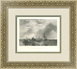 "Крушение апельсинового торгового судна" - антикварная гравюра