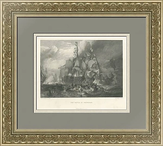 "Трафальгарская битва" - антикварная гравюра