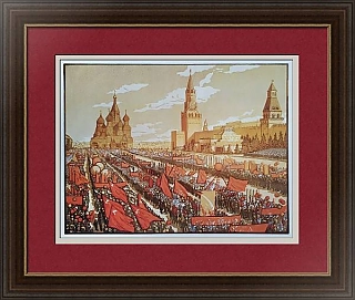 "Демонстрация на Красной площади", репродукция линогравюры