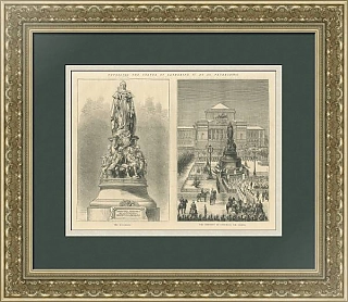 "Открытие памятника Екатерине II в Санкт-Петербурге" - антикварная гравюра