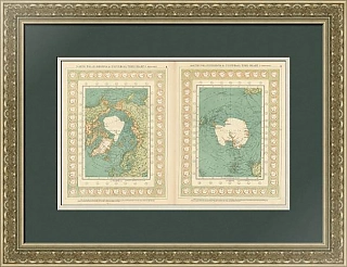 Старинная карта "Северные и южные полярные регионы"