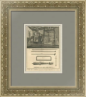 "Производство пушек" - редкая антикварная гравюра