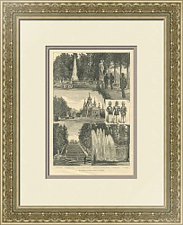"Императорский дворец в Петергофе" - оригинальная гравюра Lоndon News - 1883