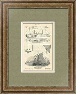 "Рыболовецкие суда" - антикварная гравюра