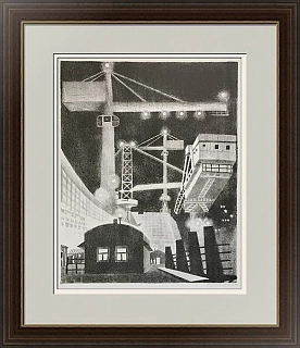 Оригинальная автолитография "Краны. На Саяно-Шушенской ГЭС"