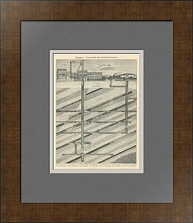 "Добыча полезных ископаемых. Угольные шахты" - антикварная гравюра