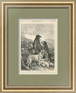Антикварная гравюра "Шотландский егерь" - London News - 1855