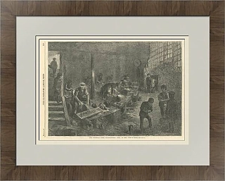 "Производство столовых приборов из стали"  - антикварная гравюра