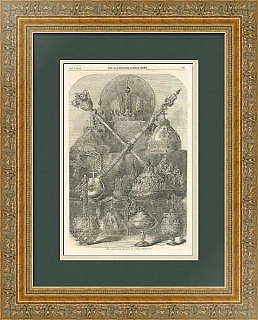 "Коронационные регалии России" - антикварная редкая гравюра