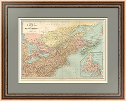 Антикварная карта Доминиона Канада и Северной части США