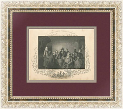 "Дегустация вин" - антикварная гравюра - оригинальный подарок