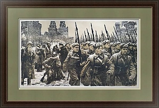 "На защиту Москвы" - редкая оригинальная автолитография