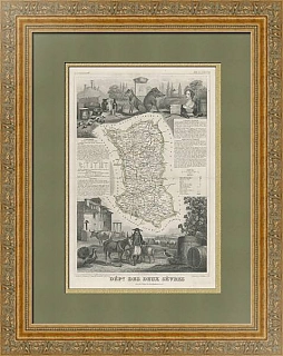 Старинная Карта "Департамент Дё-Севр, Франция"