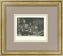 "Питейное заведение" - антикварная гравюра - оригинальный подарок