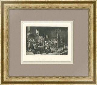 "Питейное заведение" - антикварная гравюра - оригинальный подарок