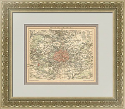 Оригинальный план Парижа и окрестностей - антикварный подарок