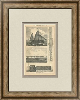 "Рыболовный промысел с сетями" - антикварная гравюра