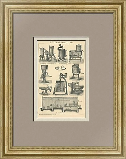 Старинная гравюра "Изготовление сливочного масла"