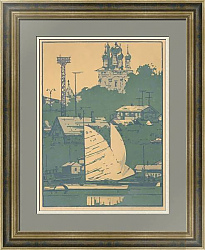 "Река Которосль в Ярославле" - подлинная советская линогравюра