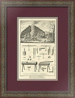 "Изготовление деревянных сабо" - редкая гравюра - антикварный экземпляр