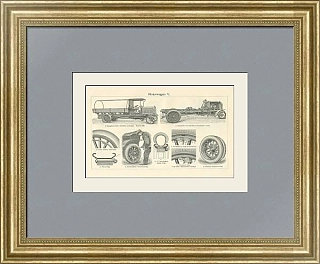 Антикварная гравюра "Моторизированный транспорт V"