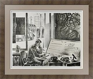 "Пожарная часть" - оригинальная автолитография - редкий подарок