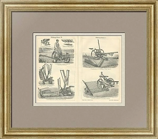 Антикварная гравюра "Косилки"