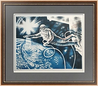 "Выход в космос" - советская автолитография - оригинал