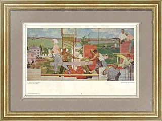 "Строительство новой деревни" - оригинальная репродукция СССР