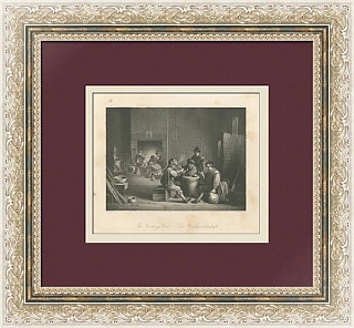 "Курительный клуб" - антикварная редкая гравюра