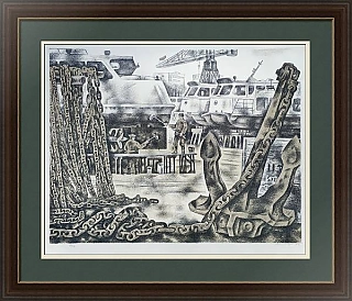 "В доке" - винтажная советская автолитография - вип подарок