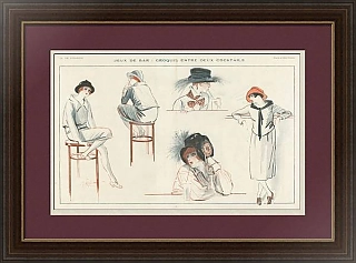 "В баре" - редкая антикварная иллюстрация