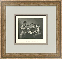 "Певцы" - оригинальная гравюра - антикварный подарок