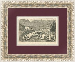 "Охотничий трэйлинг" - антикварная гравюра - вип подарок