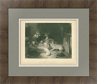 Антикварная гравюра "Завтрак"